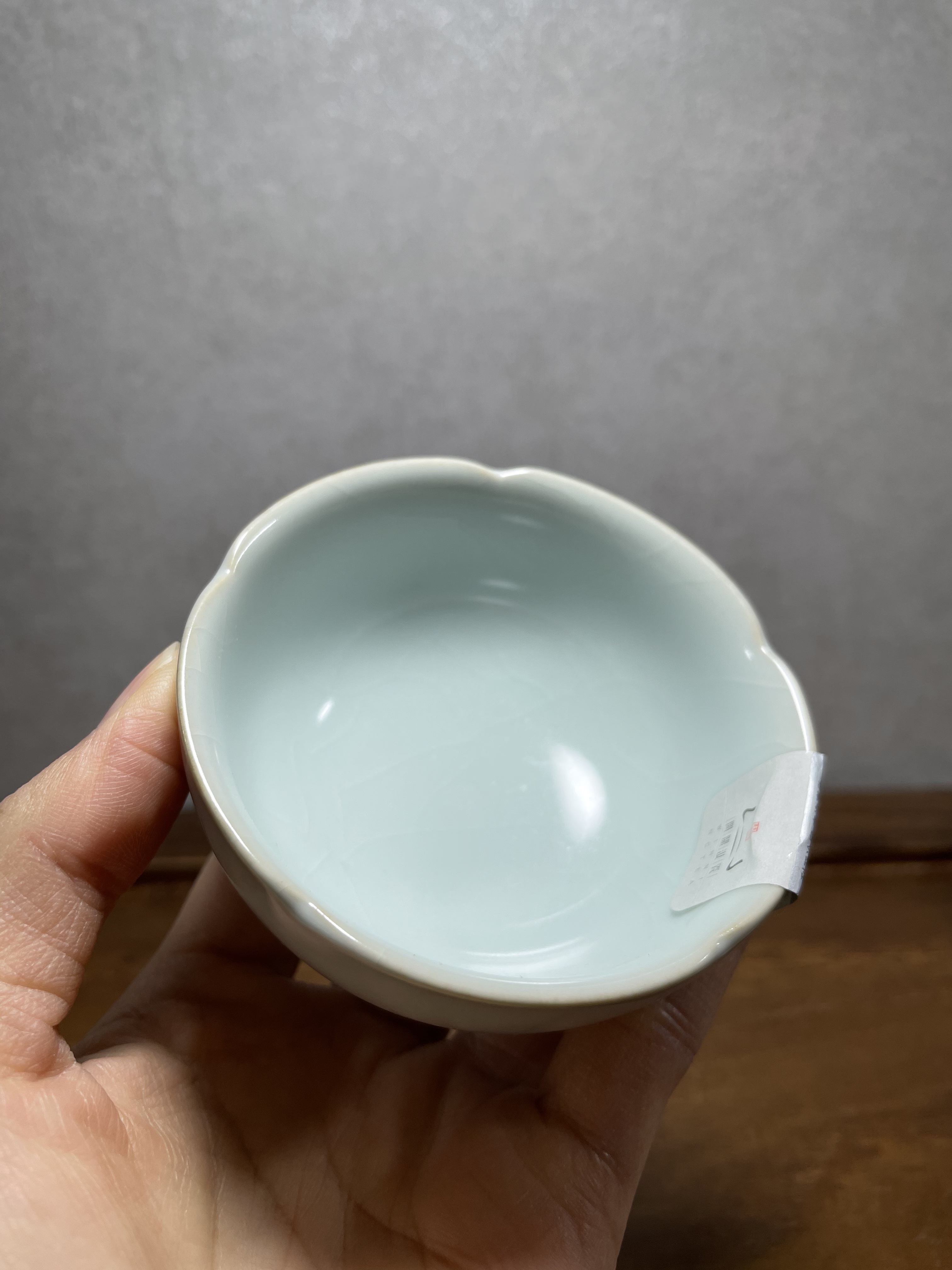 汝窑问鼎格物老款汝瓷月白色恋花杯一对对对茶杯