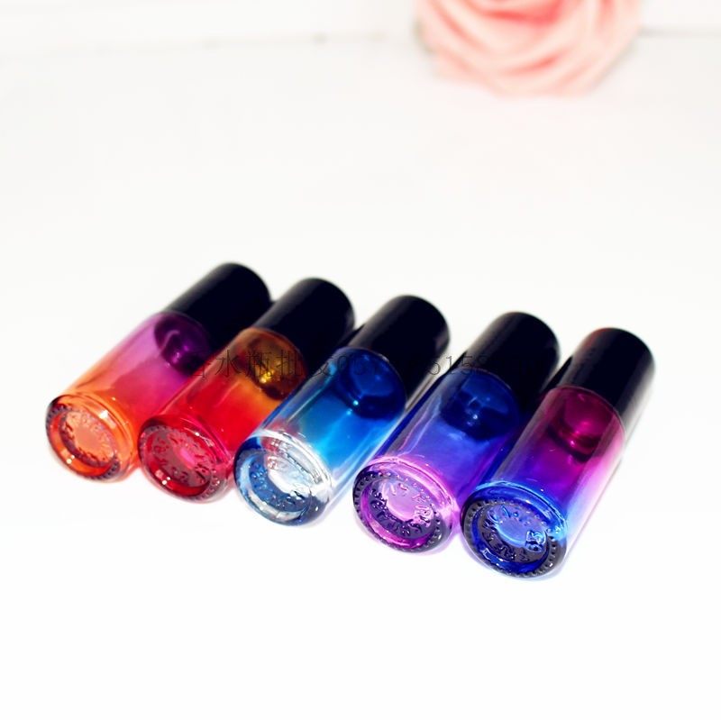 精 一六八包材促销 厚款 渐变滚珠瓶 香水瓶 彩虹色玻璃走珠瓶 5ml