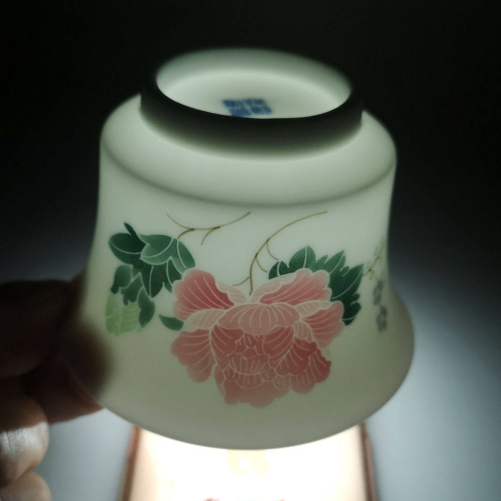 景德镇7080年代国营厂釉下芙蓉三才盖碗茶杯7501毛瓷盖碗