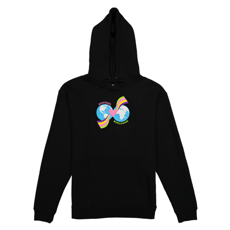 现货staycoolnyc爱心地球抽绳帽衫卫衣加绒worldwidehoodie卫衣