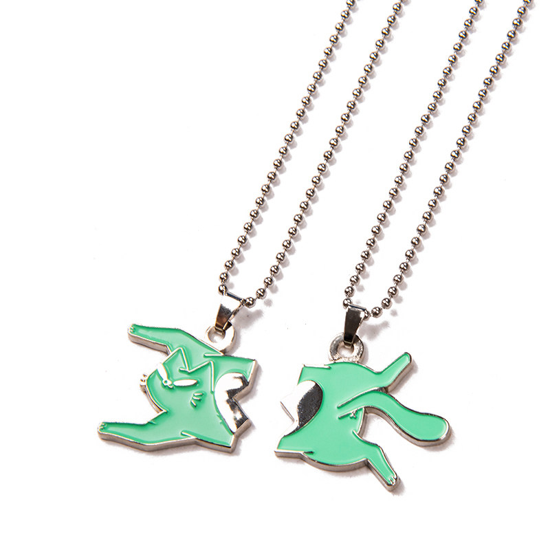 现货leonkarssen心碎蓝污情侣项链bffpendants绿爱项链