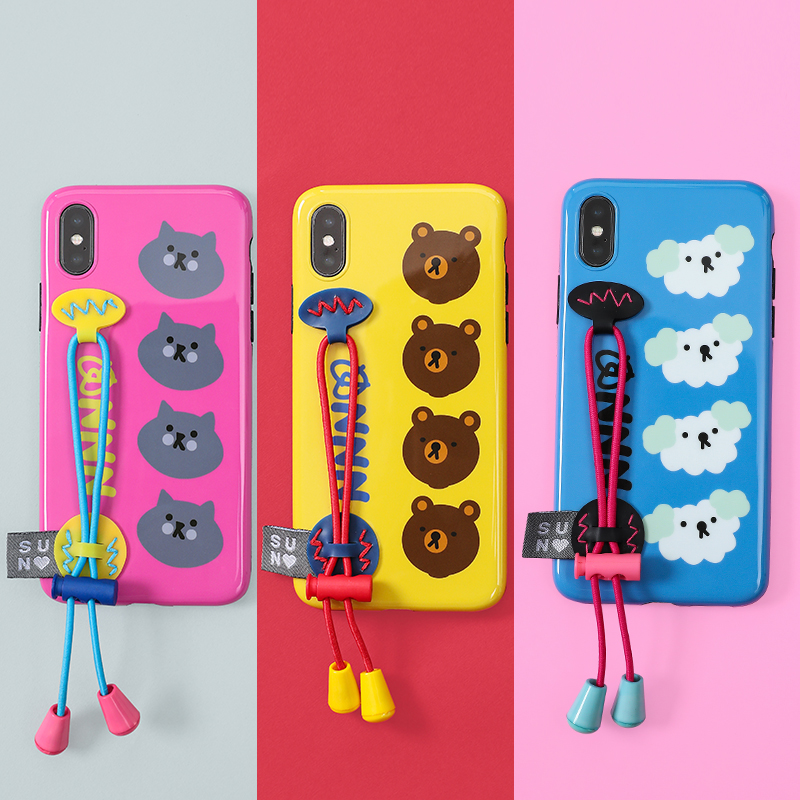 韩国second unique适用苹果7/8/xr防滑皮筋绳手机壳iPhonexsmax软