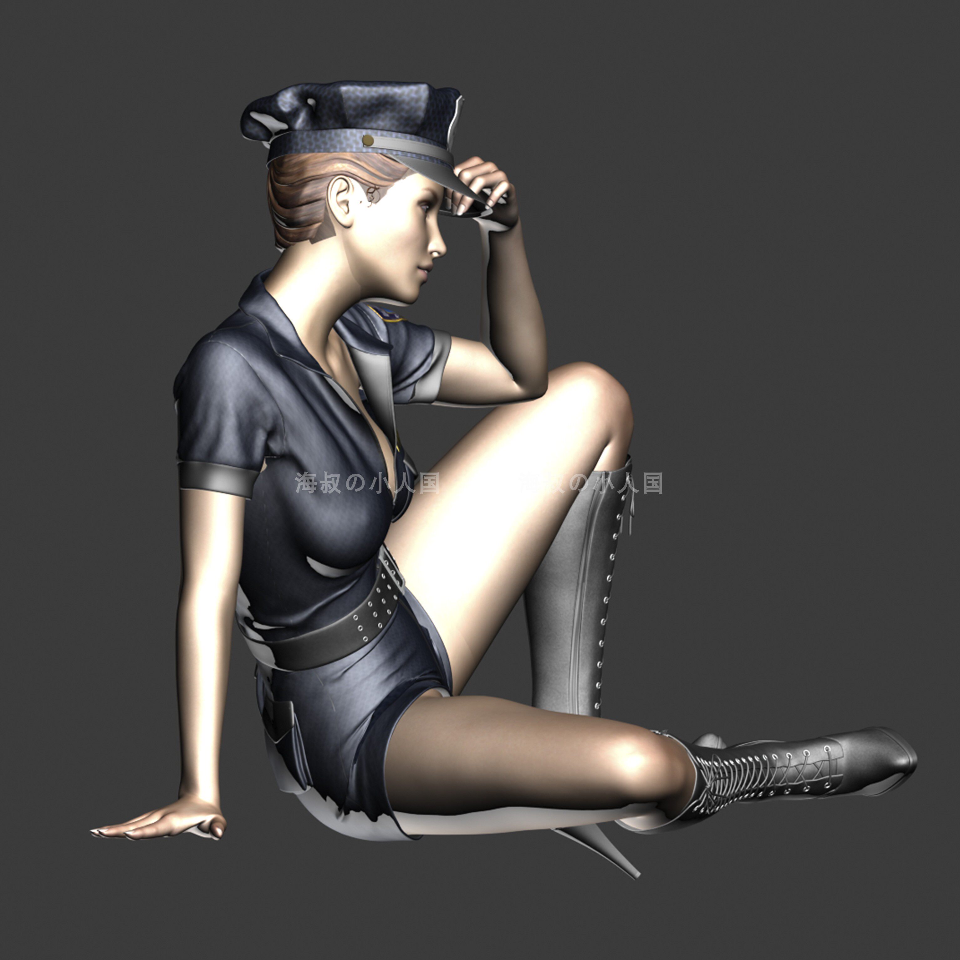 树脂微缩手办摆件模型人偶海叔女警白模美女手办