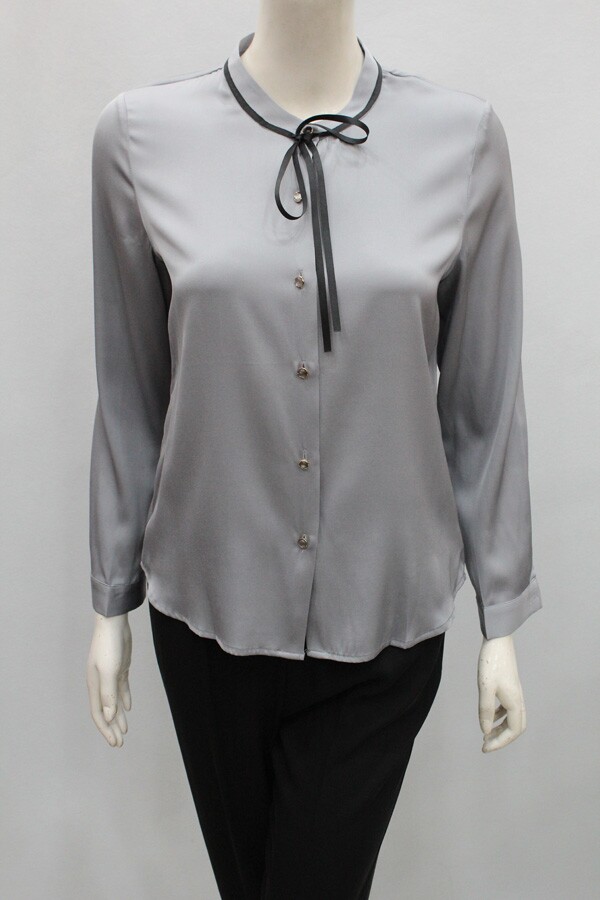 淑女气质长袖真丝上衣女纯色甜美荷叶边桑蚕丝衬衫衬衣清仓c88