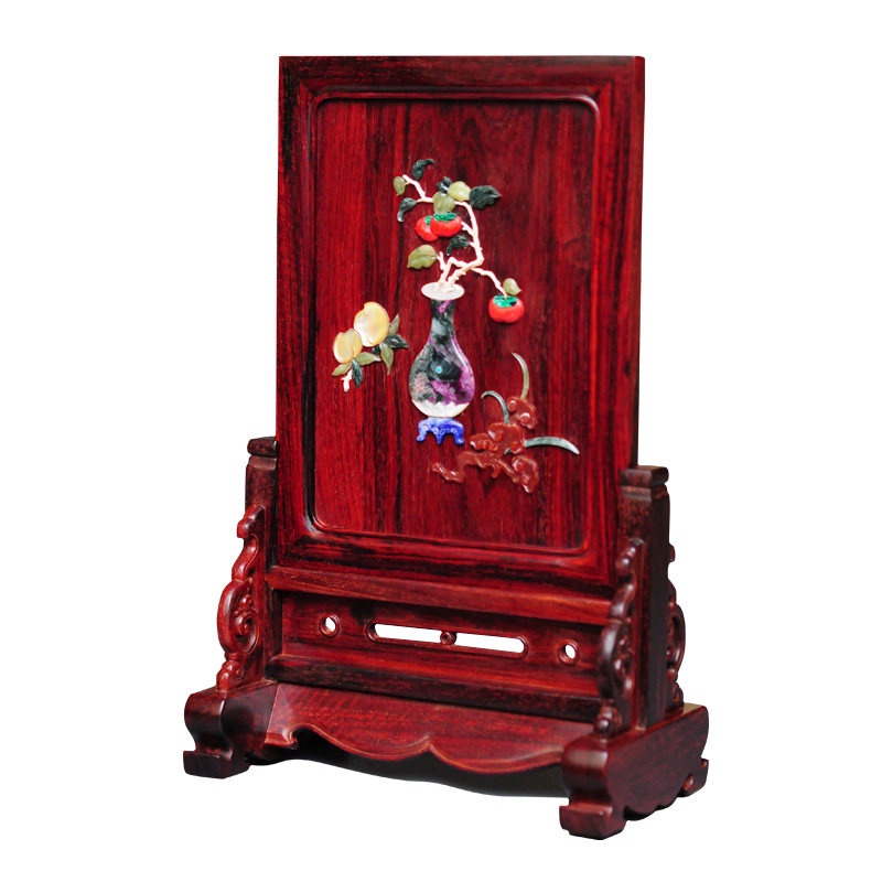 印度小叶紫檀插屏红木中式砚屏实木家居台屏插屏