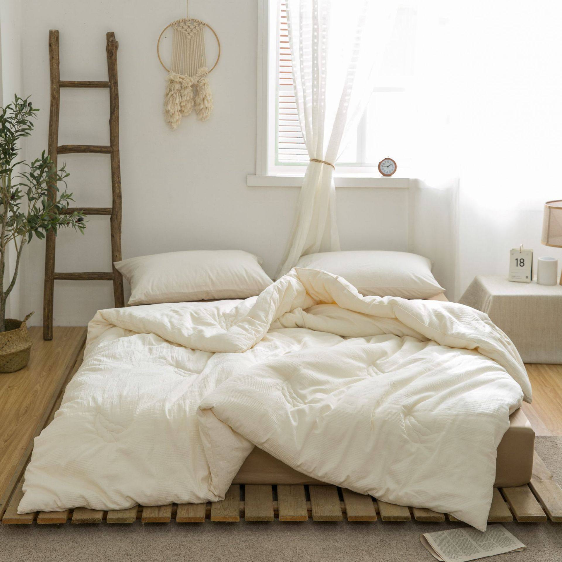 日式被子空调婴童全棉纤维大豆春秋简约提花化纤被