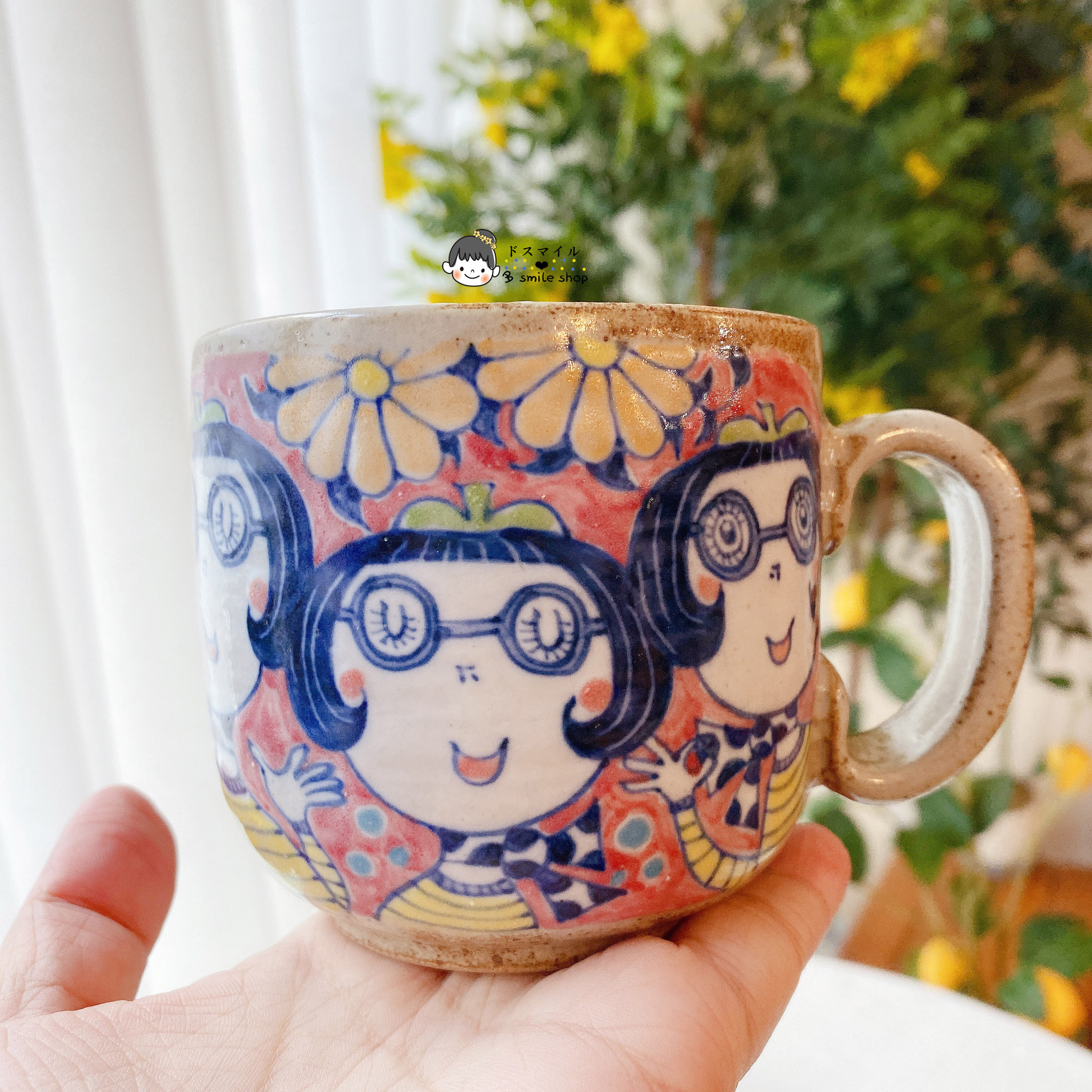 现货日本进口作家手作手绘童话娃娃和服女孩马克杯