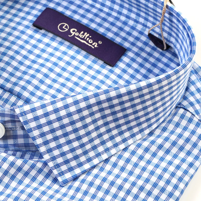 正品金利来短袖衬衫男夏季商务正装修身格子男装男士条纹正装衬衣