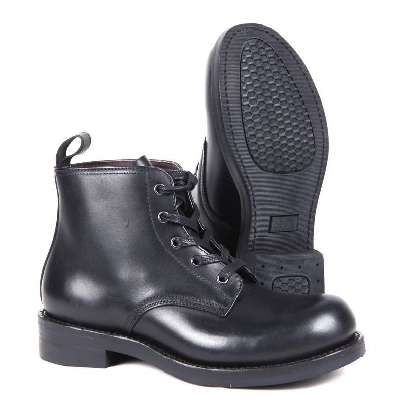 3516舰艇皮靴高腰手工皮鞋真皮圆头系带上线高帮鞋