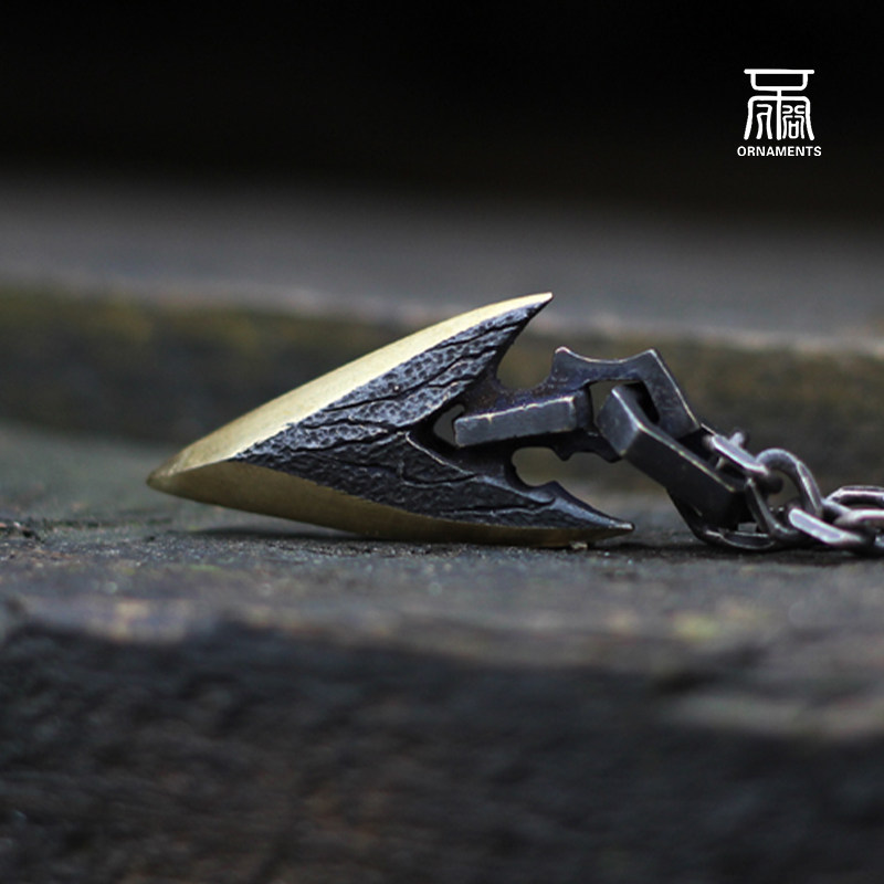 链刃箭头龙鳞箭簇矛头吊坠项链手工黄铜男士项坠