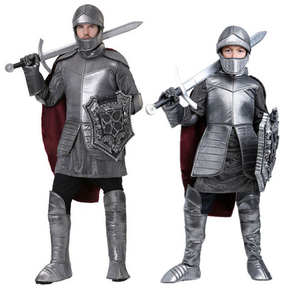 万圣节儿童服装男童舞台演出服大人战士骑士武士扮演服饰亲子派对