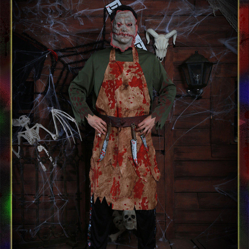 万圣节服装大人男款演出演出服服饰血腥屠夫厨师服饰