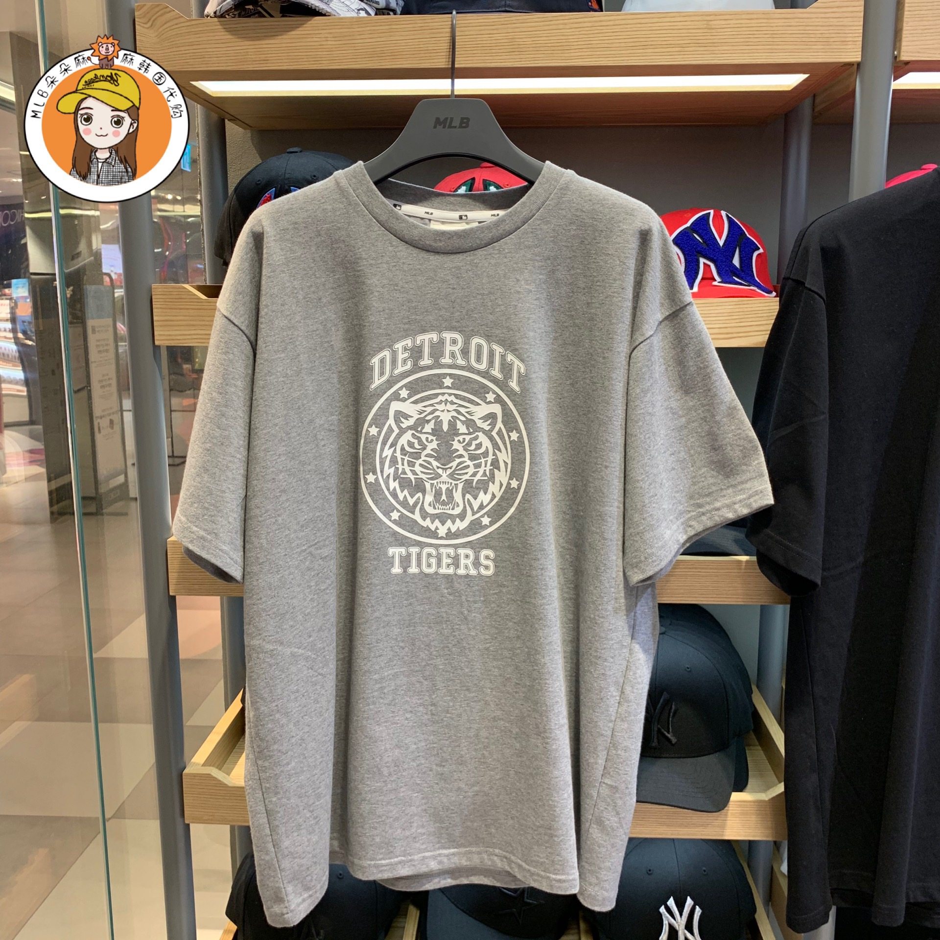 韩国正品mlb夏季19年3月新款老虎头t恤圆领老虎队短袖上衣男女款