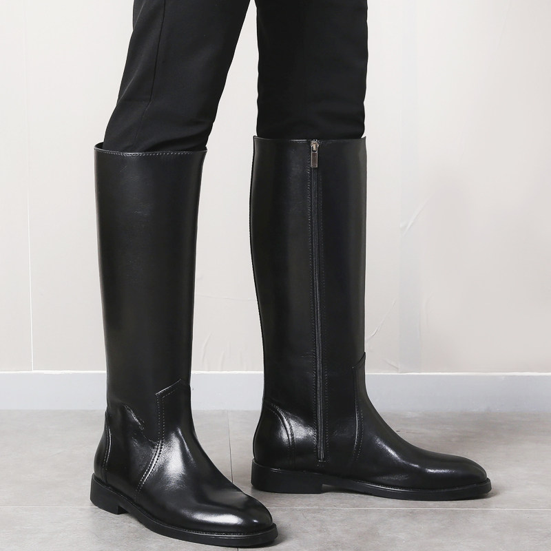 男士高筒靴马术过膝长靴靴子真皮皮靴德国军靴时装靴
