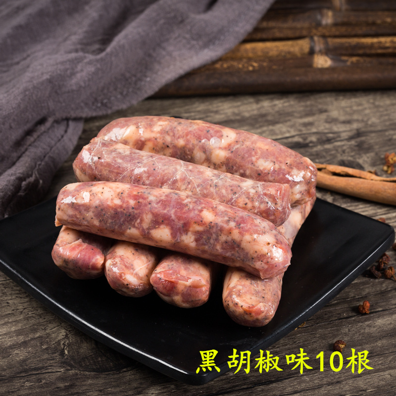 纯猪肉台式香肠纯肉烤肠 原味/黑胡椒/墨鱼味3种口味30根顺丰包邮 - 图1