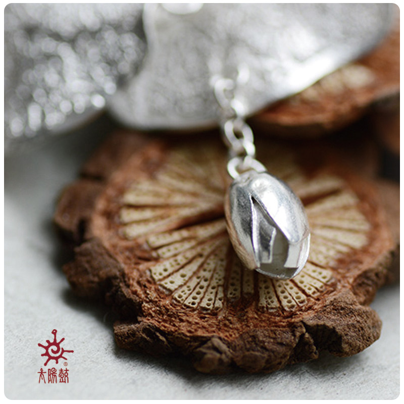 网红花芽新芽手链抖音纯银太阳鼓原创手工银饰手链