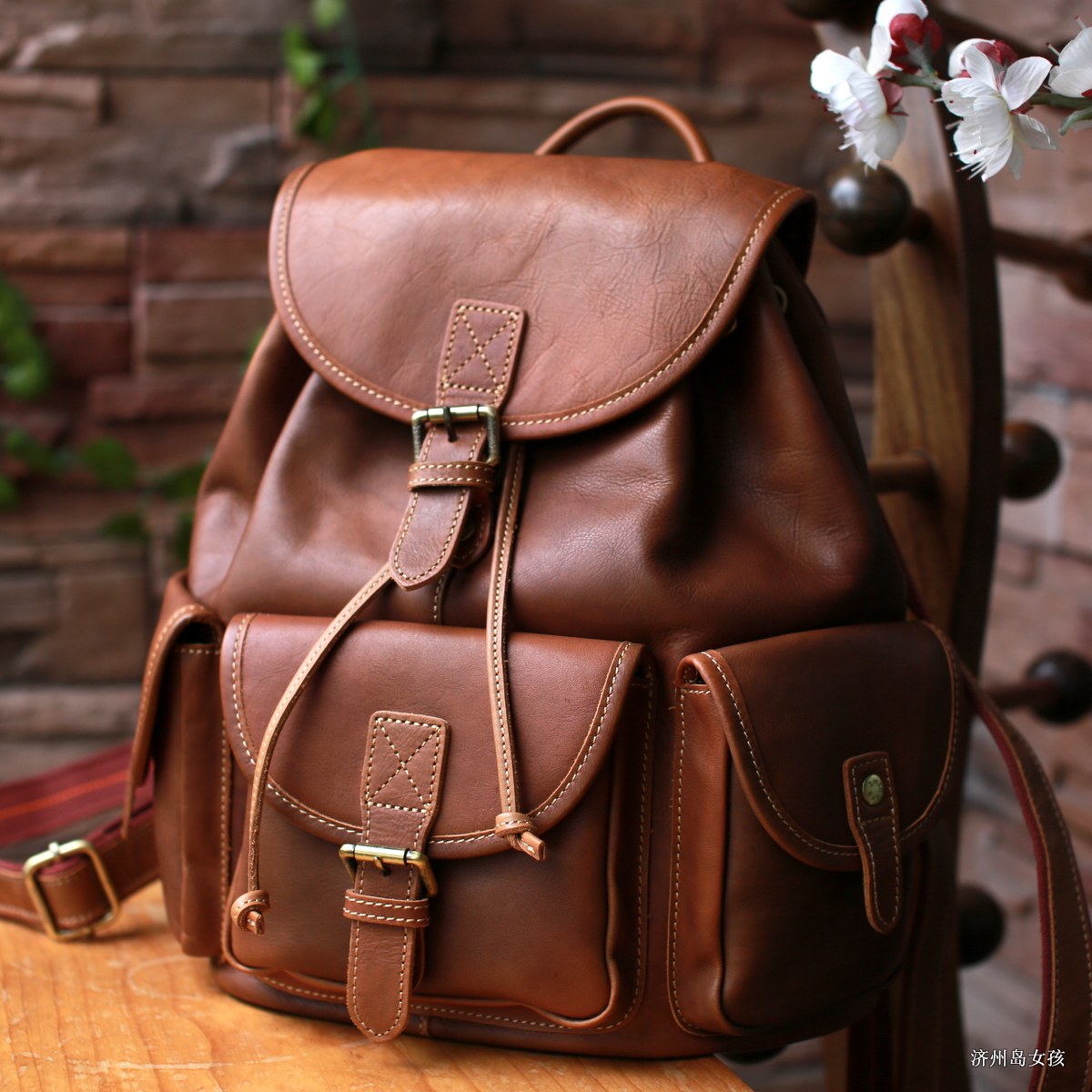 背包皮客手工牛皮皮包2021新款复古原创多口双肩背包