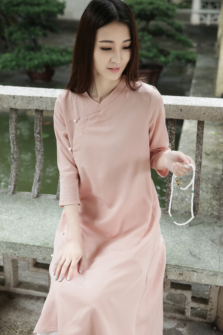 清仓改良茶服女复古中禅意夏装棉麻文艺宽松中国风旗袍式连衣裙