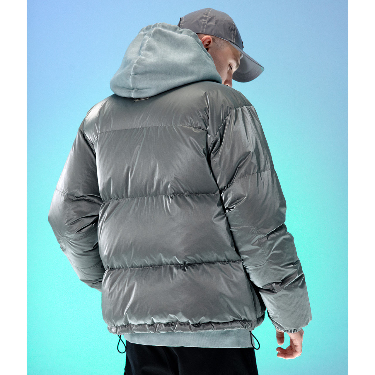 lilbetter机能口袋羽绒服光感材质男士外套冬季保暖羽绒服