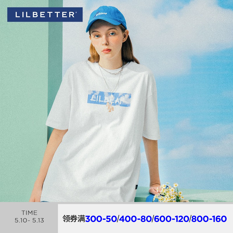 Lilbetter小熊T恤情侣短袖潮牌潮流印花上衣夏季宽松半袖新款衣服