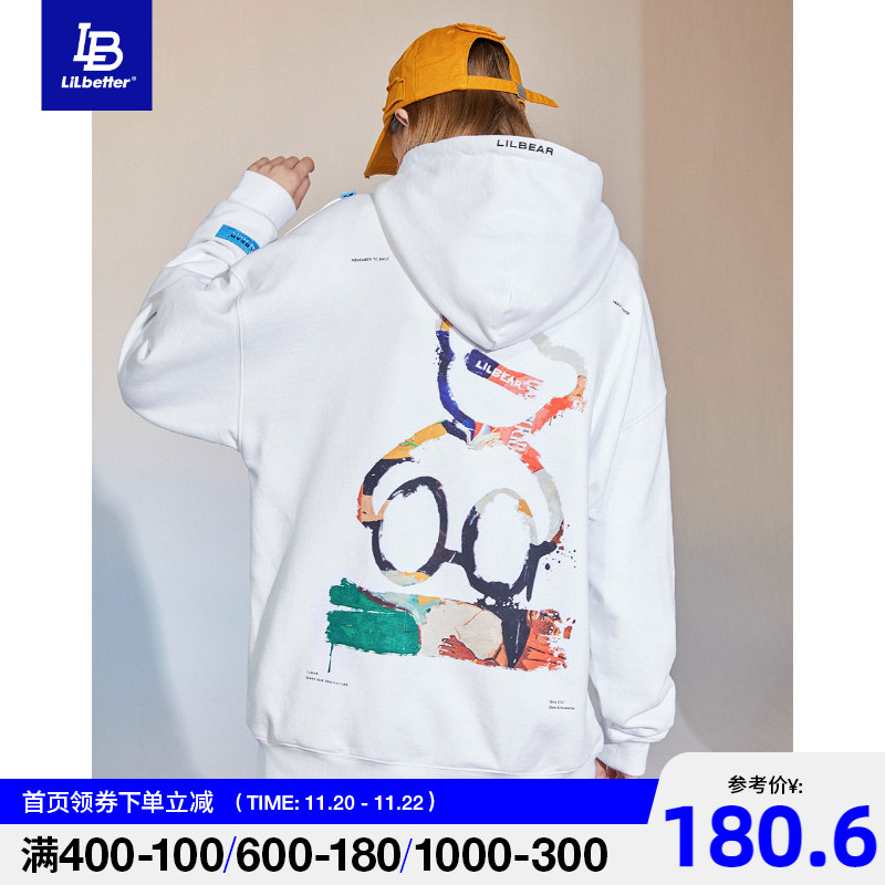 Lilbetter小熊卫衣潮ins港风情侣装上衣国潮圆领油画印花漫画外套