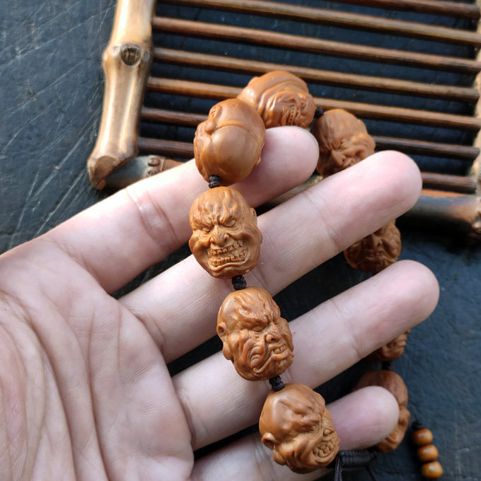 高货山鬼恶僧大师级苏工南工纯手工雕刻铁核橄榄手链