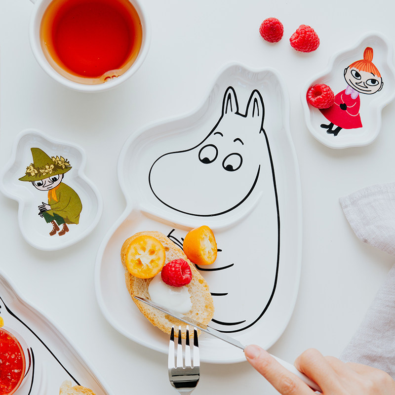 colabebe姆明歌妮儿童格盘moomin餐具纤维防摔盘