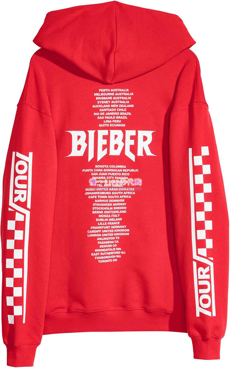 hmjustinbieberpurpose限量联名stadiumtour连帽卫衣
