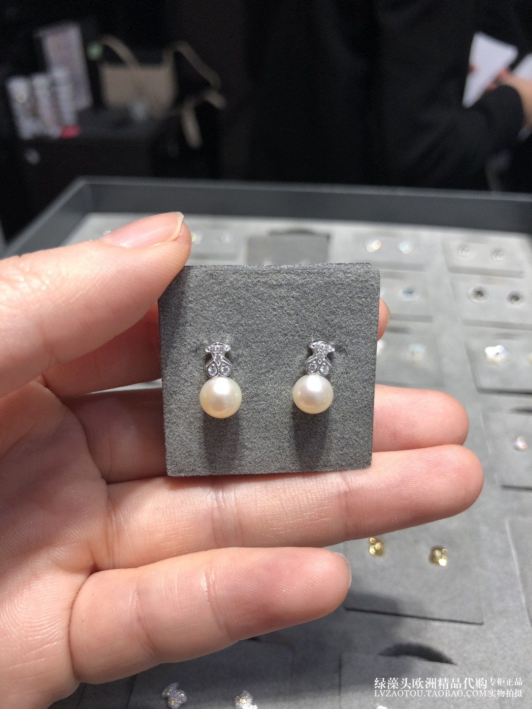 直邮西班牙正品代购tous桃丝小熊经典毫米珍珠耳钉