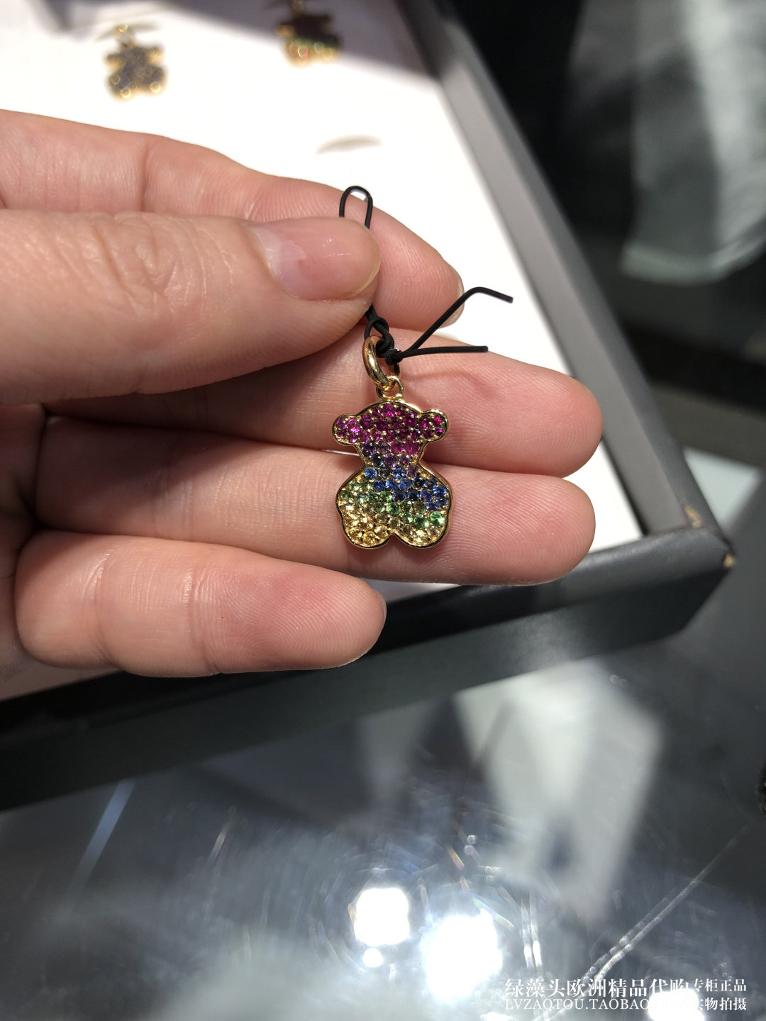 西班牙正品代购tous桃丝熊经典款彩色蓝宝石小熊18k金吊坠链坠