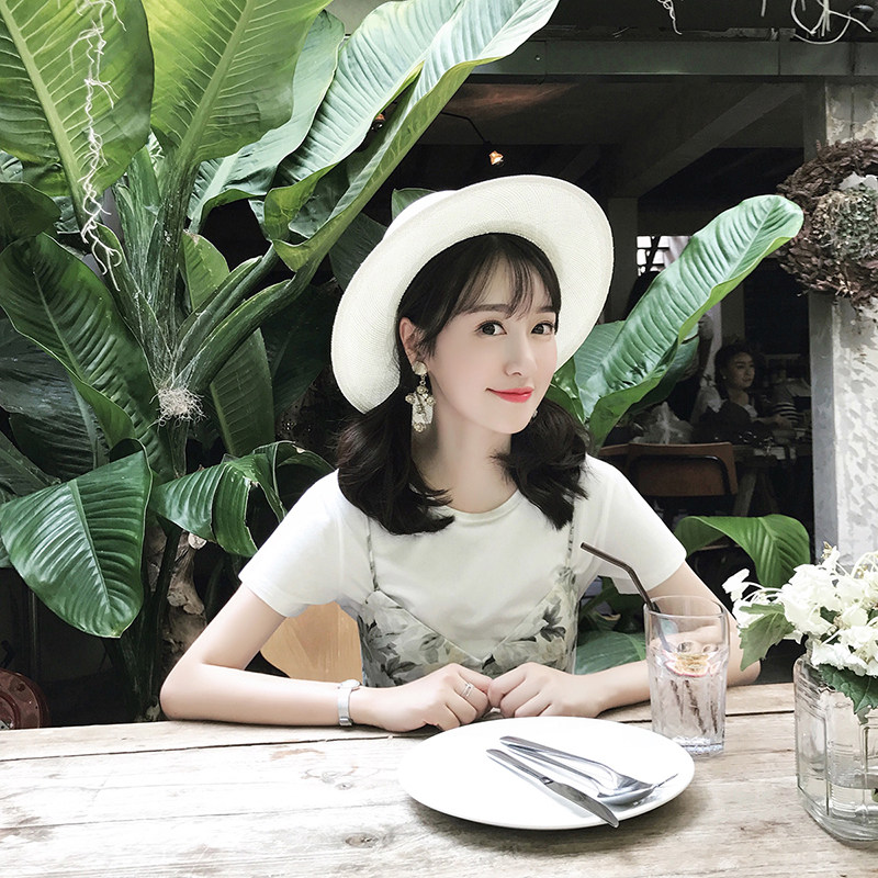 「卢洁云」cariedo 2017夏装新款 吊带碎花清新连衣裙韩版两件套