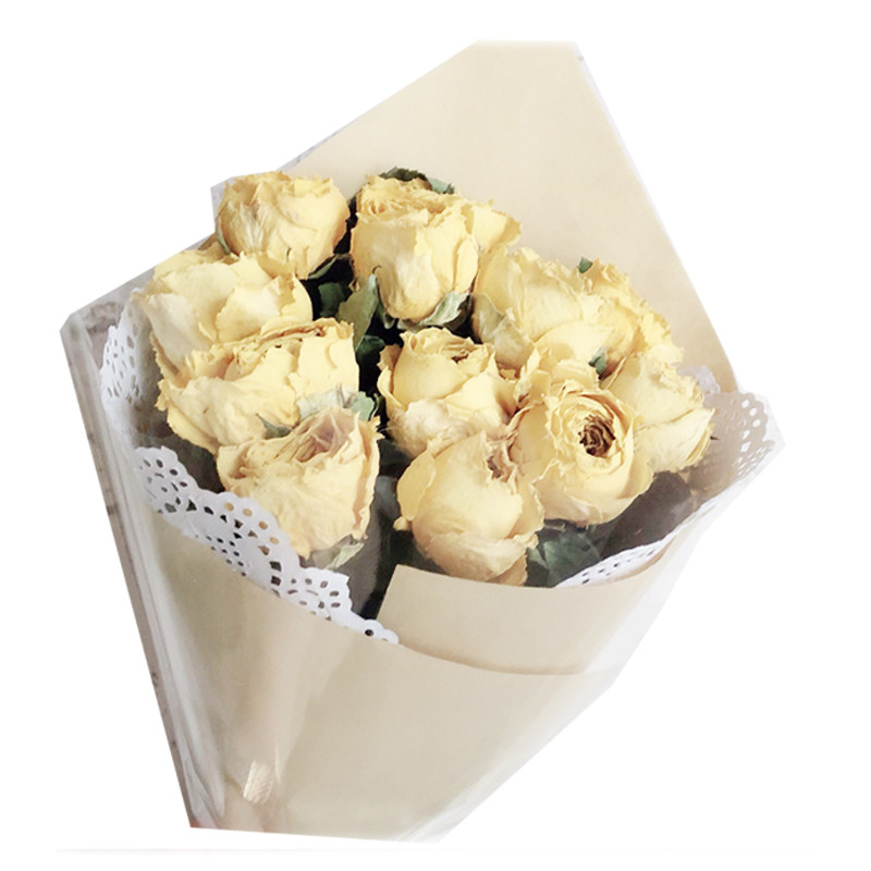 素雅皇冠黄玫瑰七夕情人生日礼物复古牛皮纸干花干花