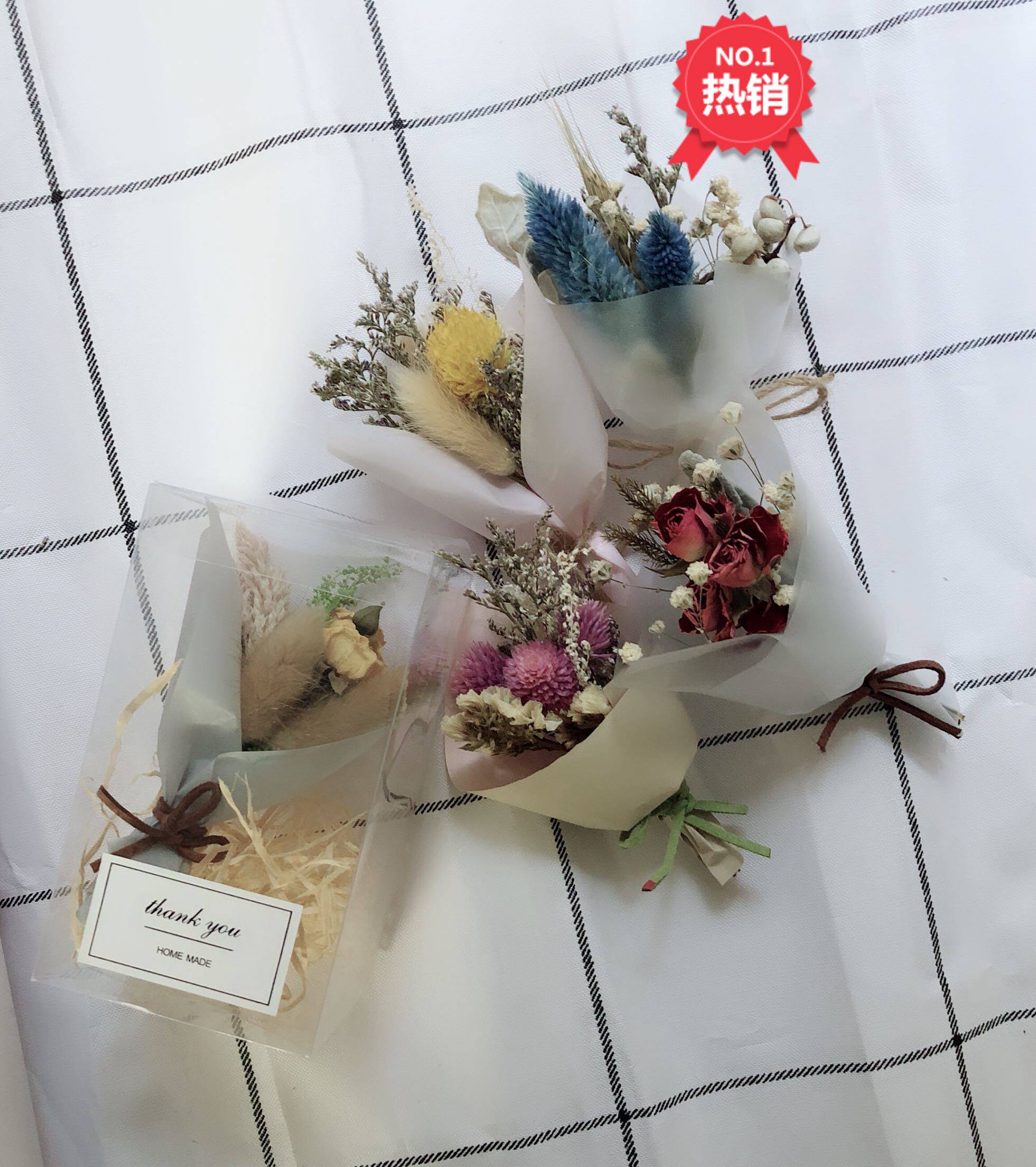 礼盒小花ins玫瑰定制干花凤尾草莓网红韩国风干花