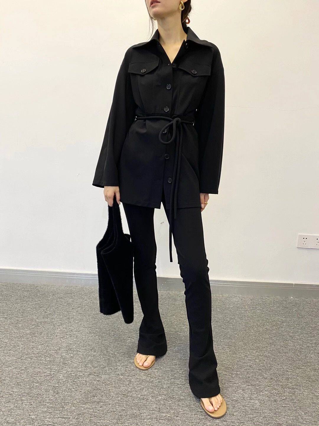 官方授权ther黑色蓝色爆款高腰超显腿长马蹄牛仔裤