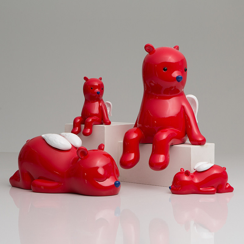 张占占pupu红色小熊艺术家设计师装饰装饰工艺工艺品桌面摆件