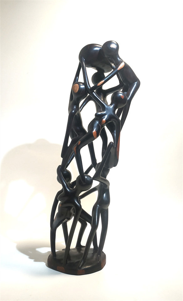 非洲木雕艺术品乌木手工镂雕人像家族亲情树生命树木雕