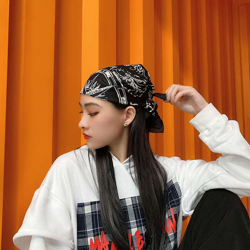 暗黑欧美嘻哈头巾韩版百搭男女女发hiphop街舞发饰
