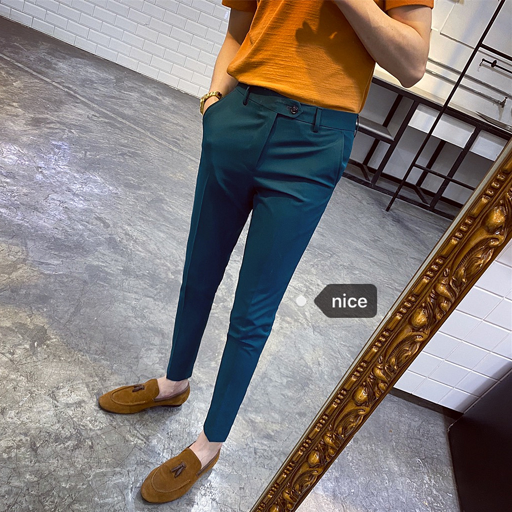 2021新款秋冬韩国东大门休闲ins潮流英伦风休闲小脚修身西裤男