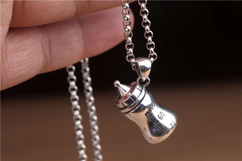 小号可爱个性打开东西纯银奶嘴空心项链吊坠项坠