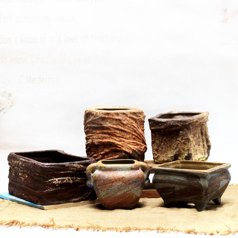 沐年手工异形多肉花盆绿植老桩拼盘景德镇花器花盆