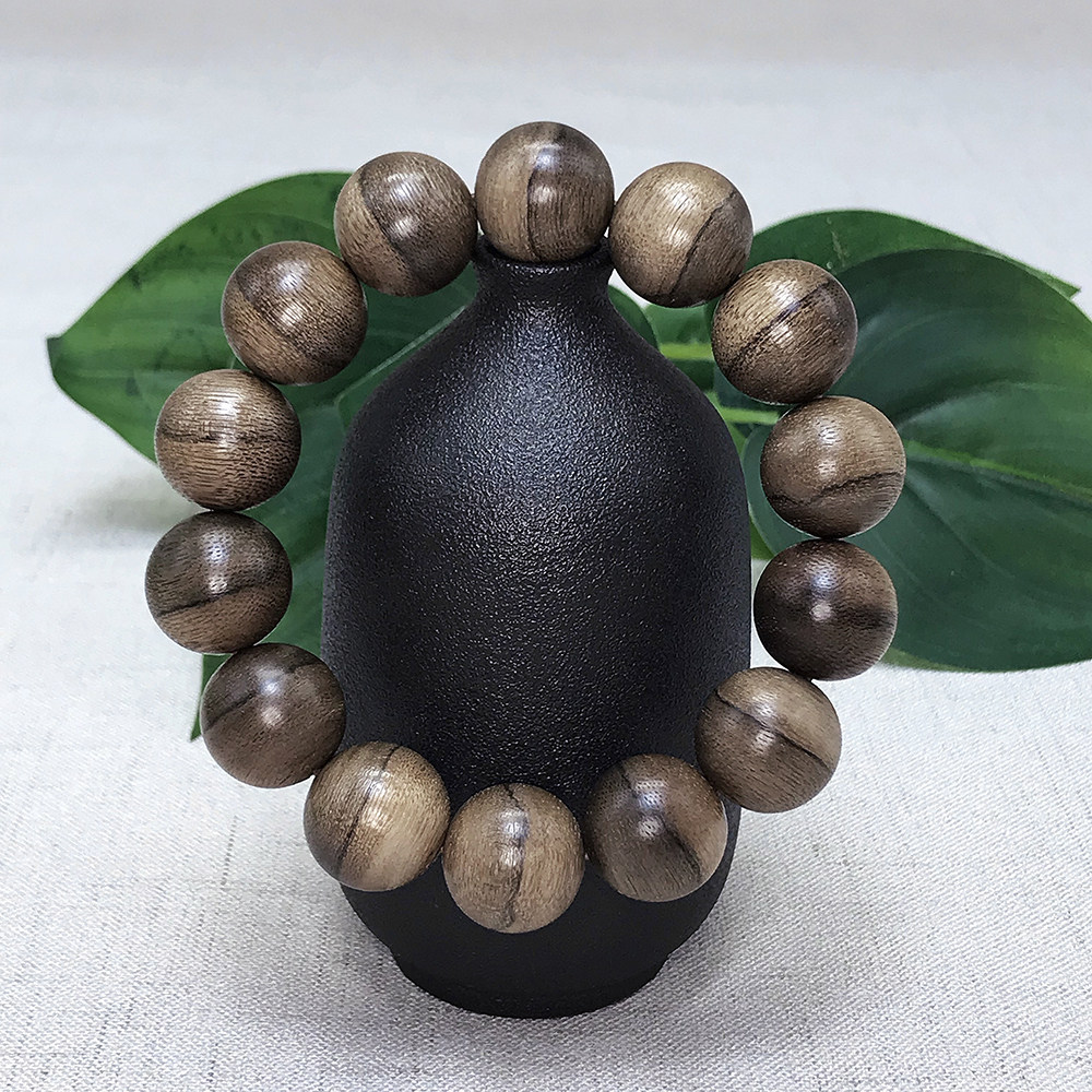 虎纹老料泰国暹罗16mm14颗沉香手串单圈手链菩提