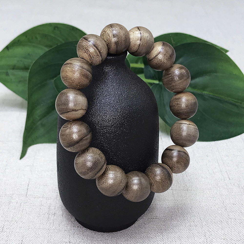 虎纹老料泰国暹罗14mm15颗沉香手串单圈手链沉香