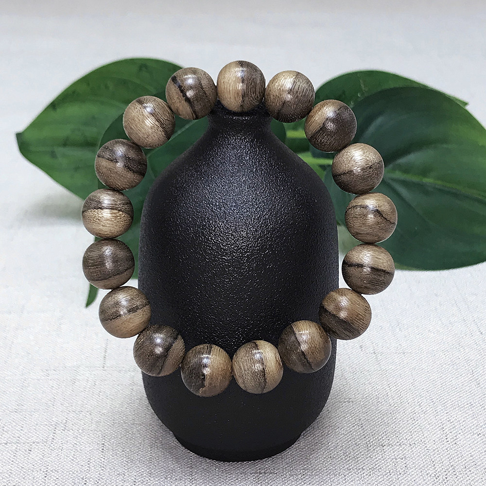 甘甜虎斑泰国暹罗虎纹沉香手链佛珠念珠12mm菩提