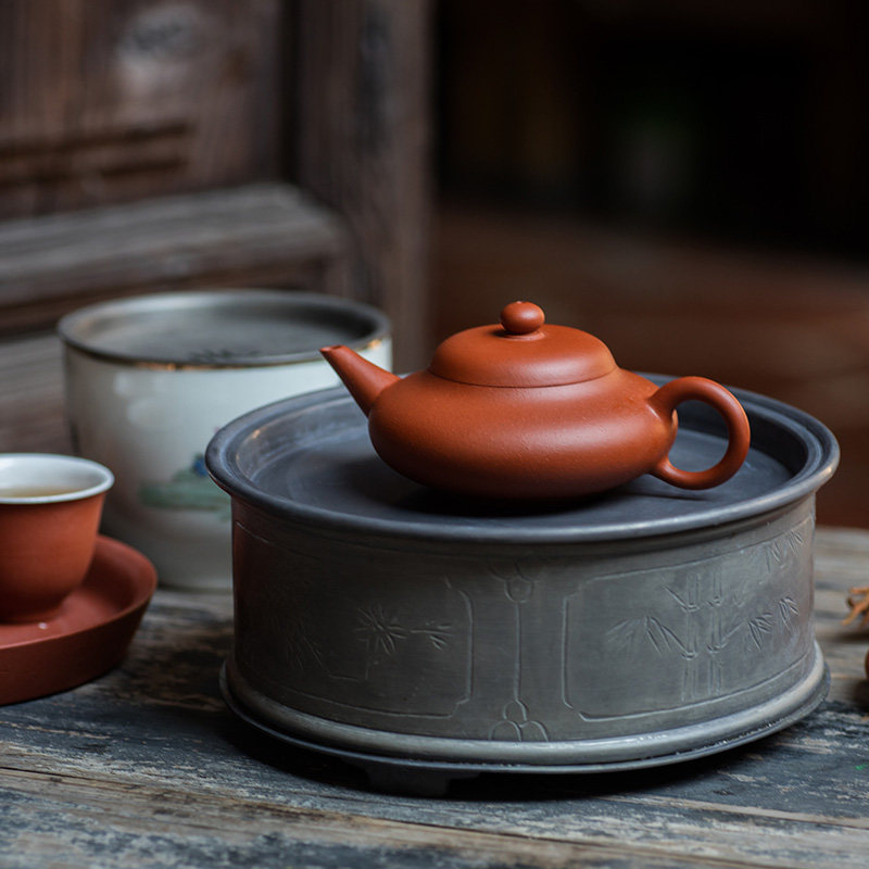 茶盘潮阳仿古锡茶船潮汕手工壶承储水式茶池茶海茶盘