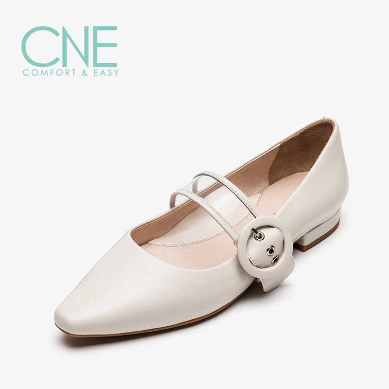 春季新品一字带扣纯色低跟尖头玛丽珍鞋女单鞋am10803_低帮鞋_女鞋