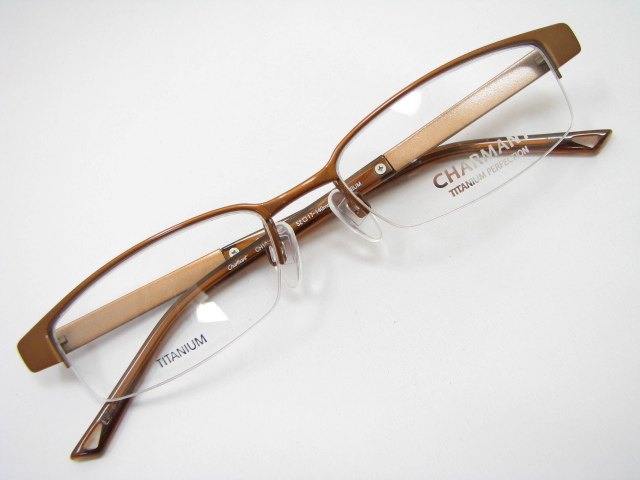 charmant夏蒙纯钛眼镜架ch10418or茶色半框水钻眼镜眼镜架
