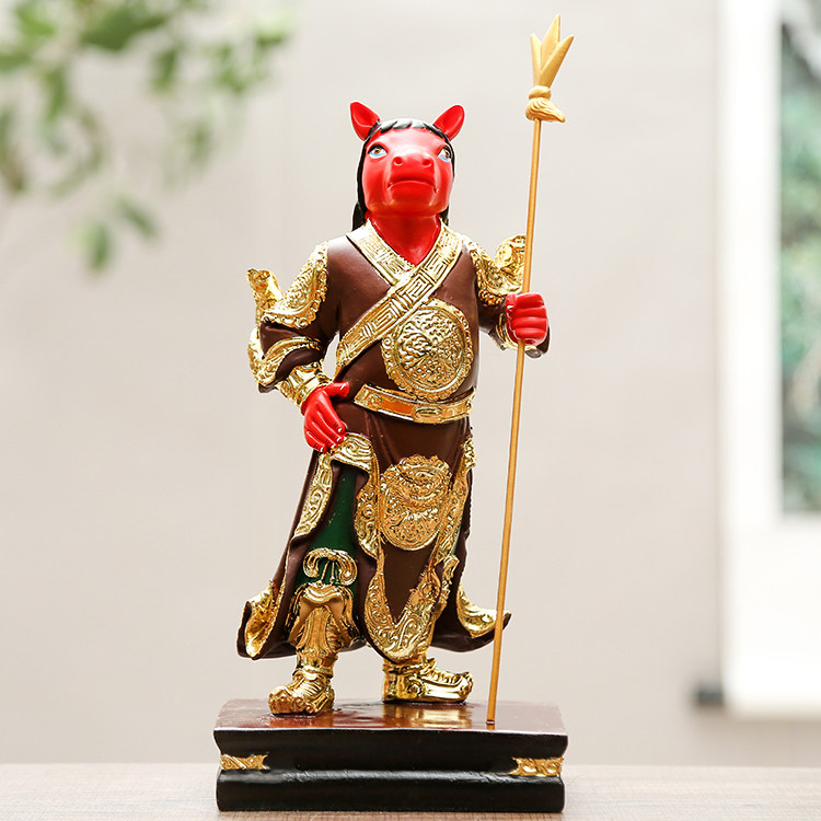 神像包邮牛头马面佛像军马将军树脂道教护法12寸摆件