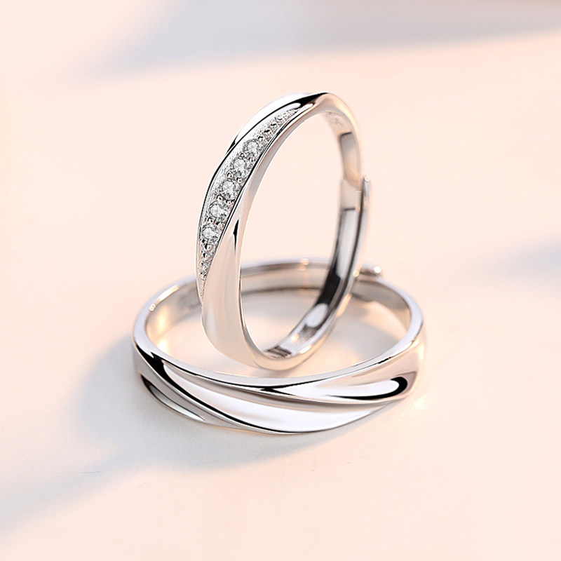 925纯银情侣戒指女男士 对戒一对简约爱情信物小众设计叹息桥网红