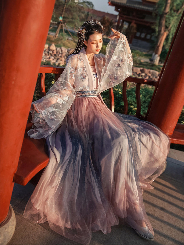 夏季新款流光金粉古装汉元素服装仙气飘飘女款民族服装