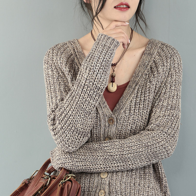 毛衣洋气外套秋装针织衫大毛开衫粗针休闲文艺毛衣
